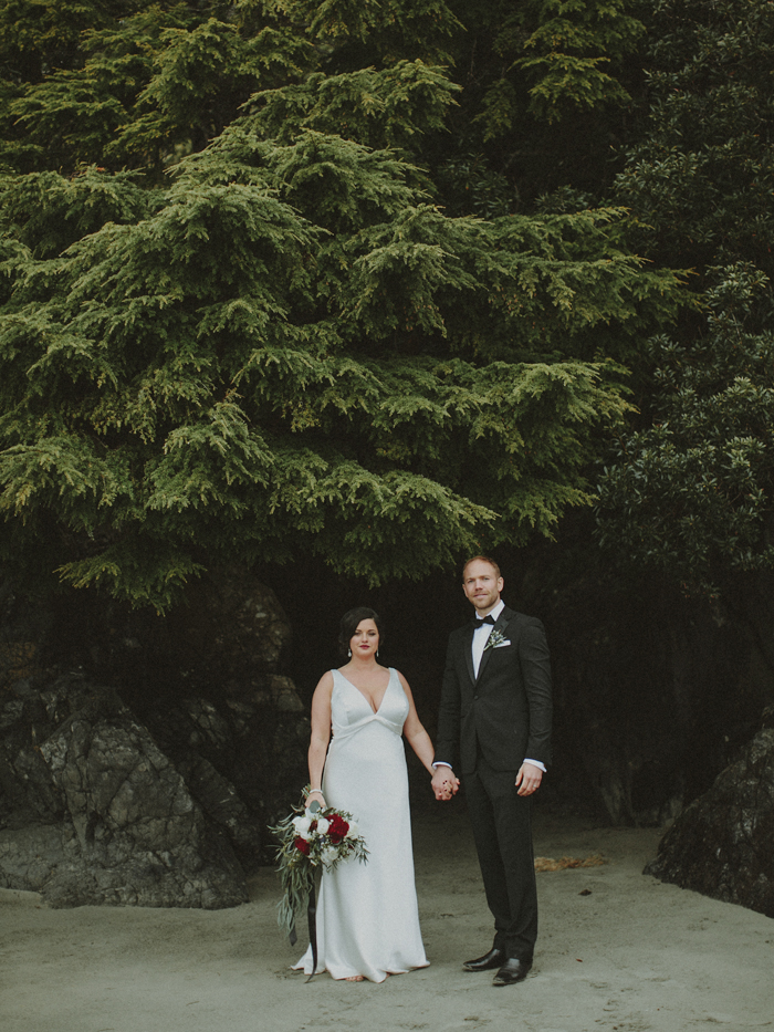 Wedding couple portraits at Middle Beach Lodge in Tofino