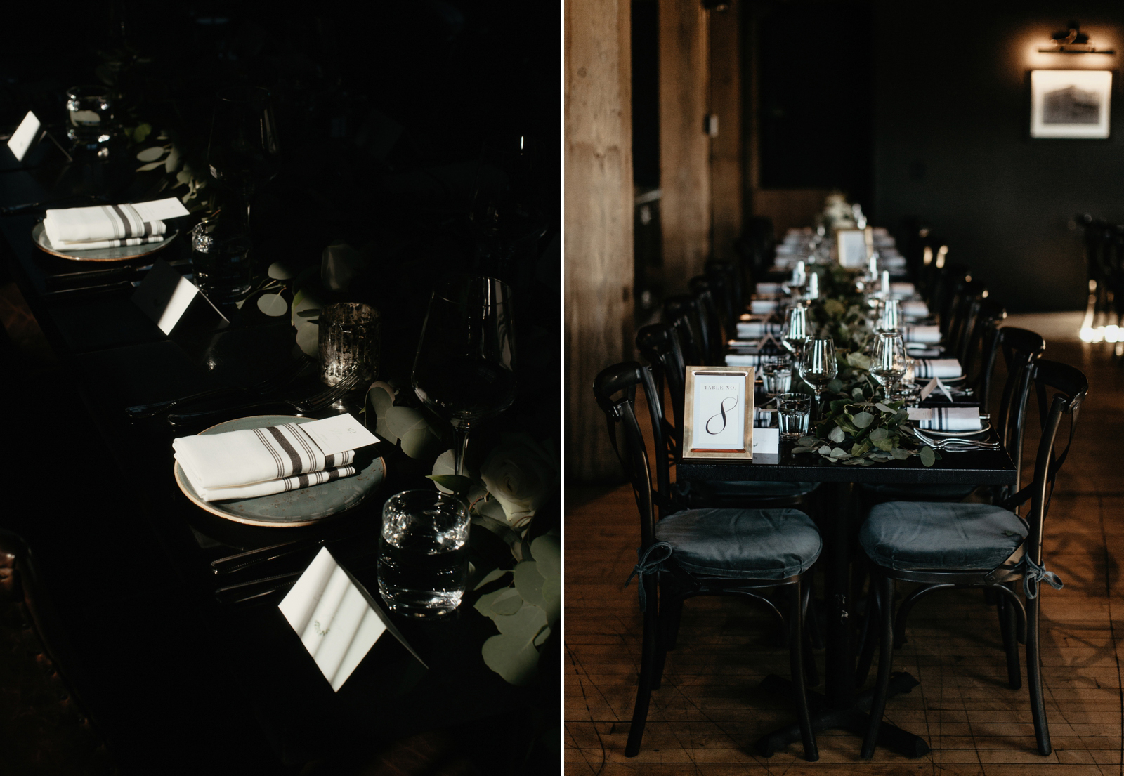 Timeless details for an intimate wedding reception at Charbar in the Simmons Building