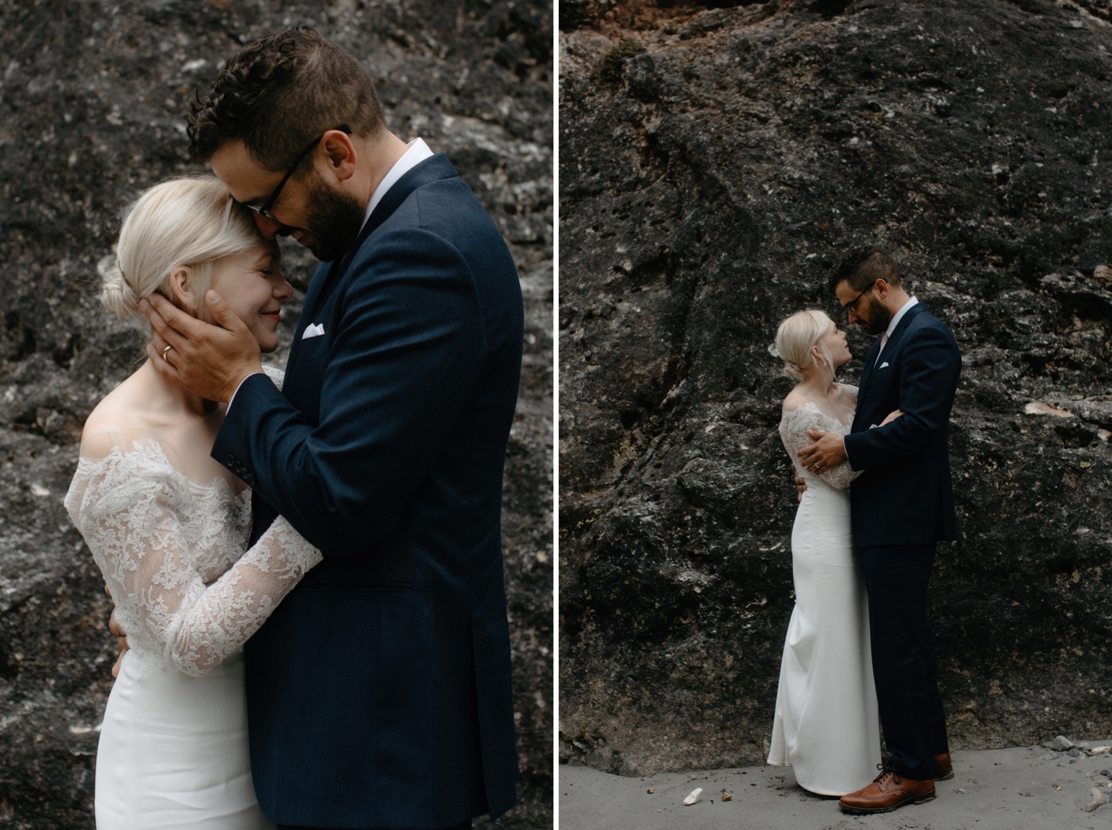 Intimate wedding portraiture with natural skin tones in Banff