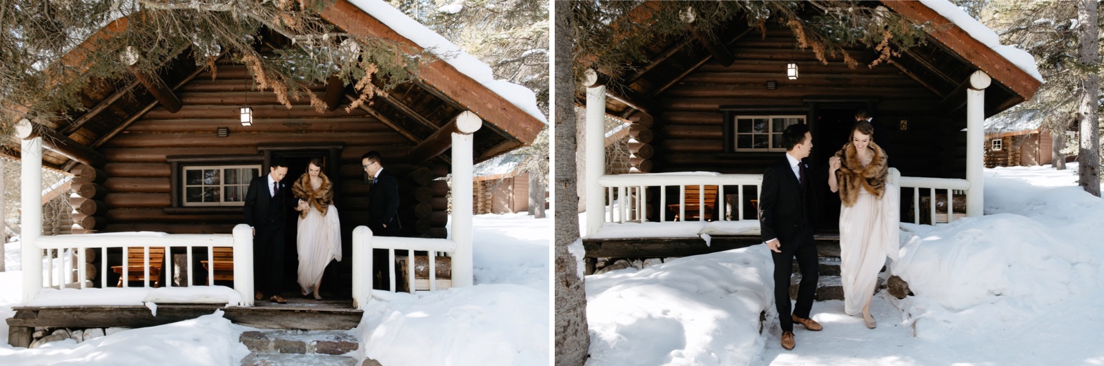 Wedding at the historic cabins in Banff National Park at Storm Mountain Lodge