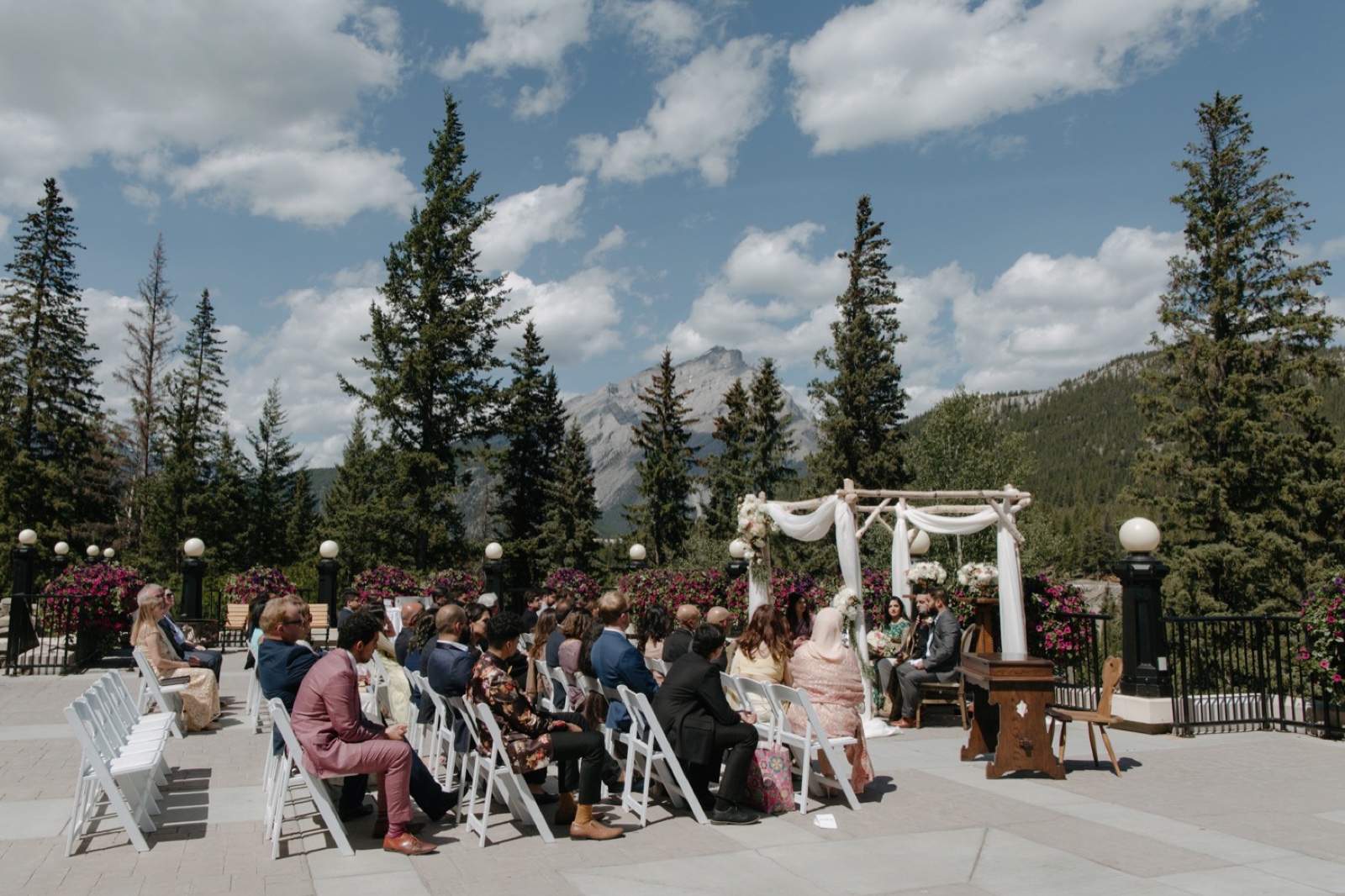 Colourful muslim wedding ceremony on the Outdoor Terrace at the Fairmont Banff Springs Hotel