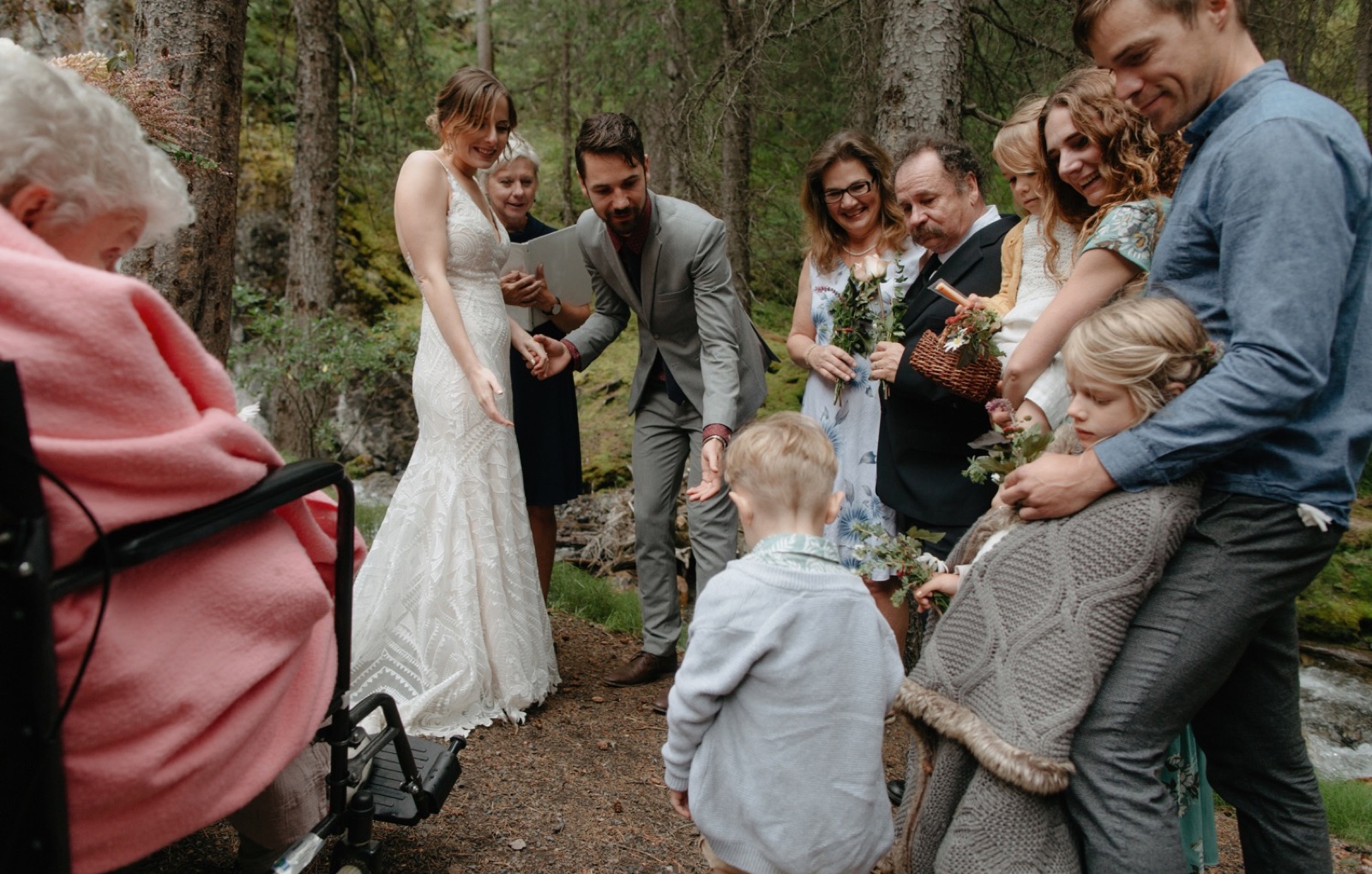 Ringbearer fulfilling his duties at a standing ceremony in Banff National Park