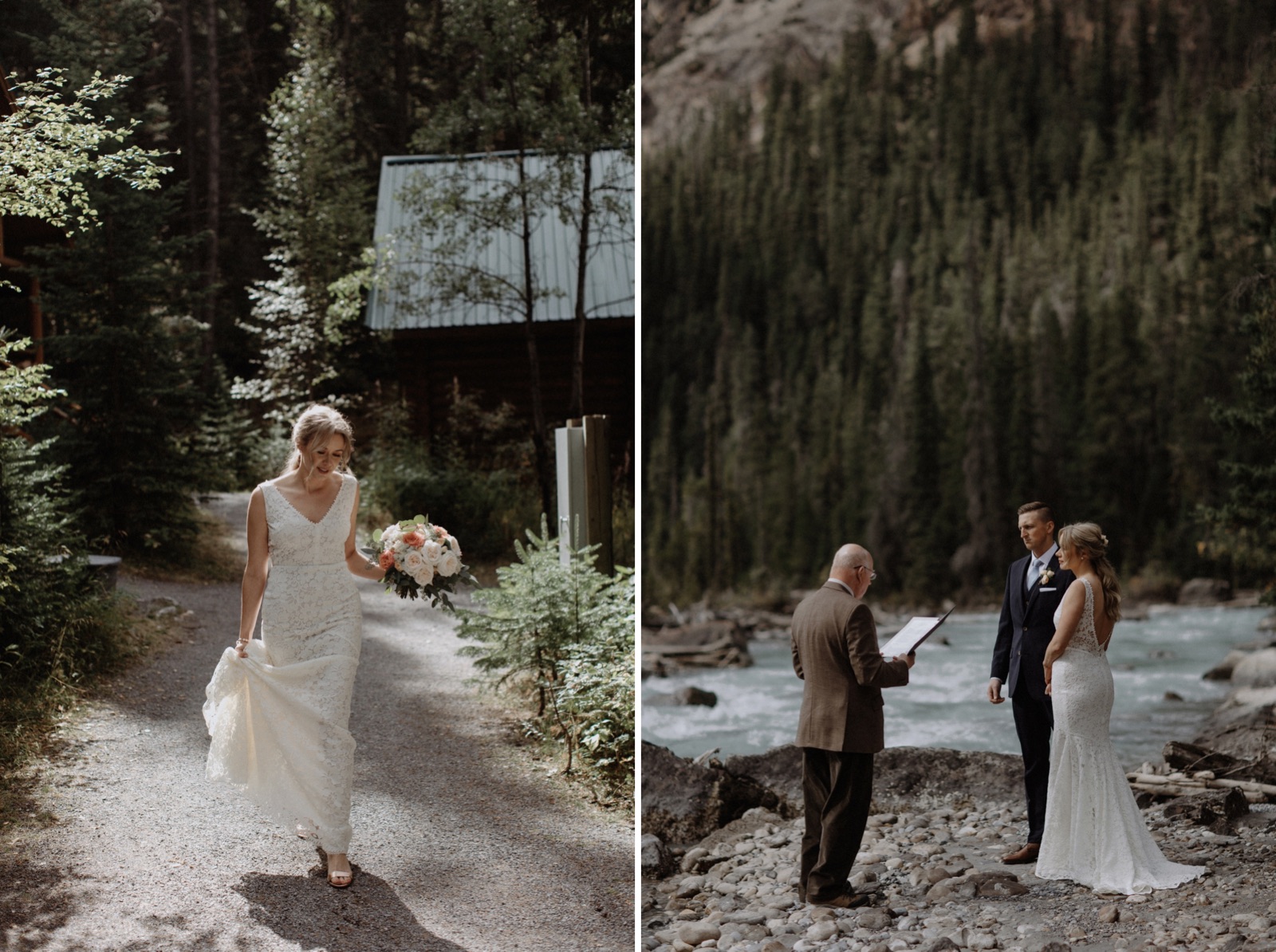 Secret ceremony location near Cathedral Mountain Lodge beside the Kicking Horse River