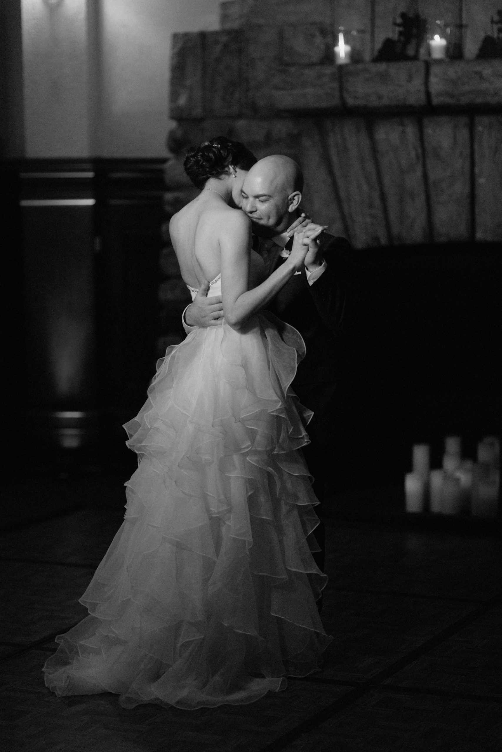 First dance at a wedding reception in the Sun Room at Chateau Lake Louise