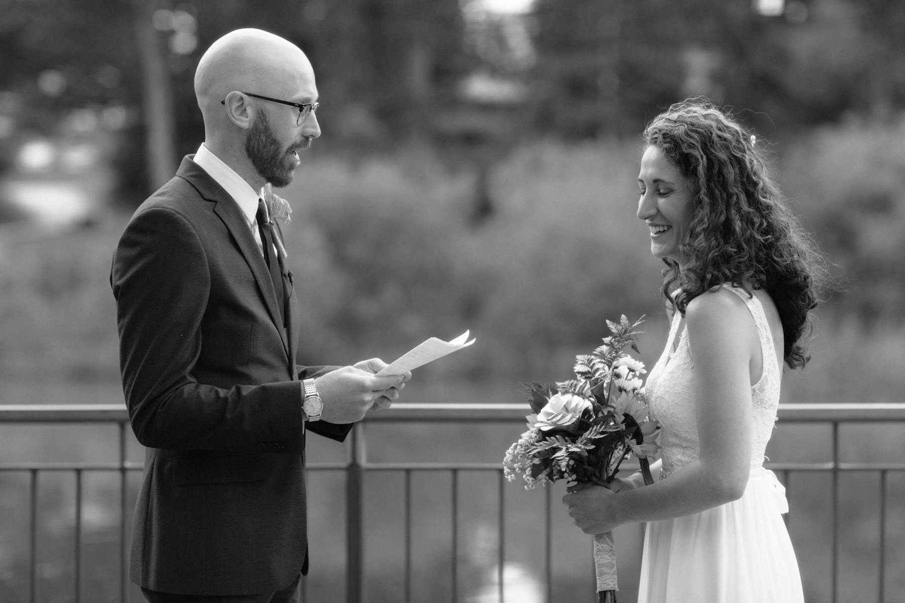An intimate COVID wedding at Confederation Park in Calgary overlooking the pond