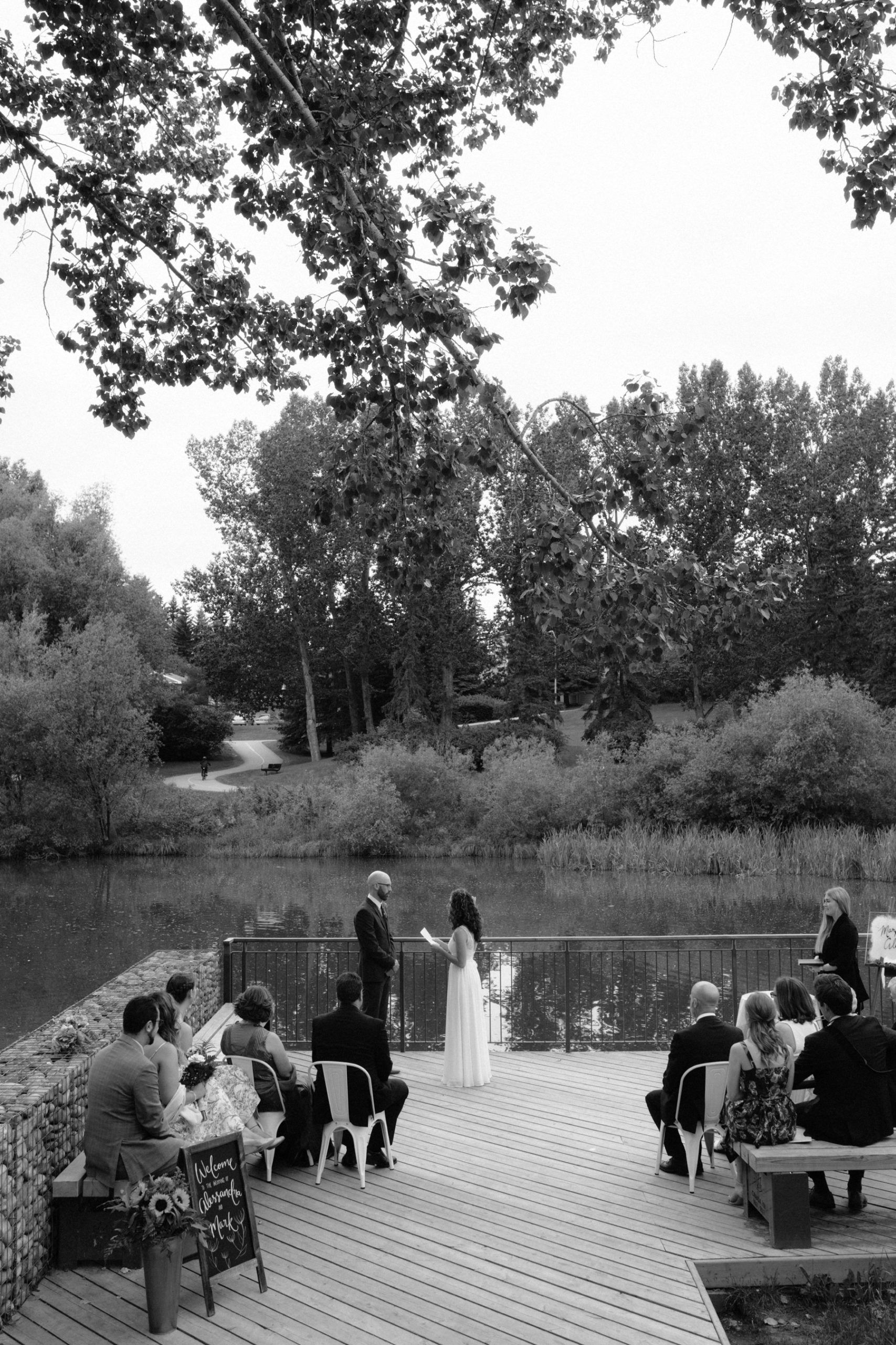 COVID abiding small wedding ceremony in the heart of Calgary at Confederation Park