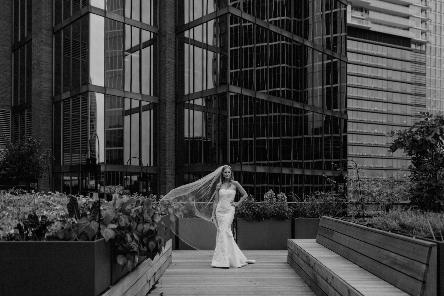 Rooftop bridal portraits in downtown Vancouver