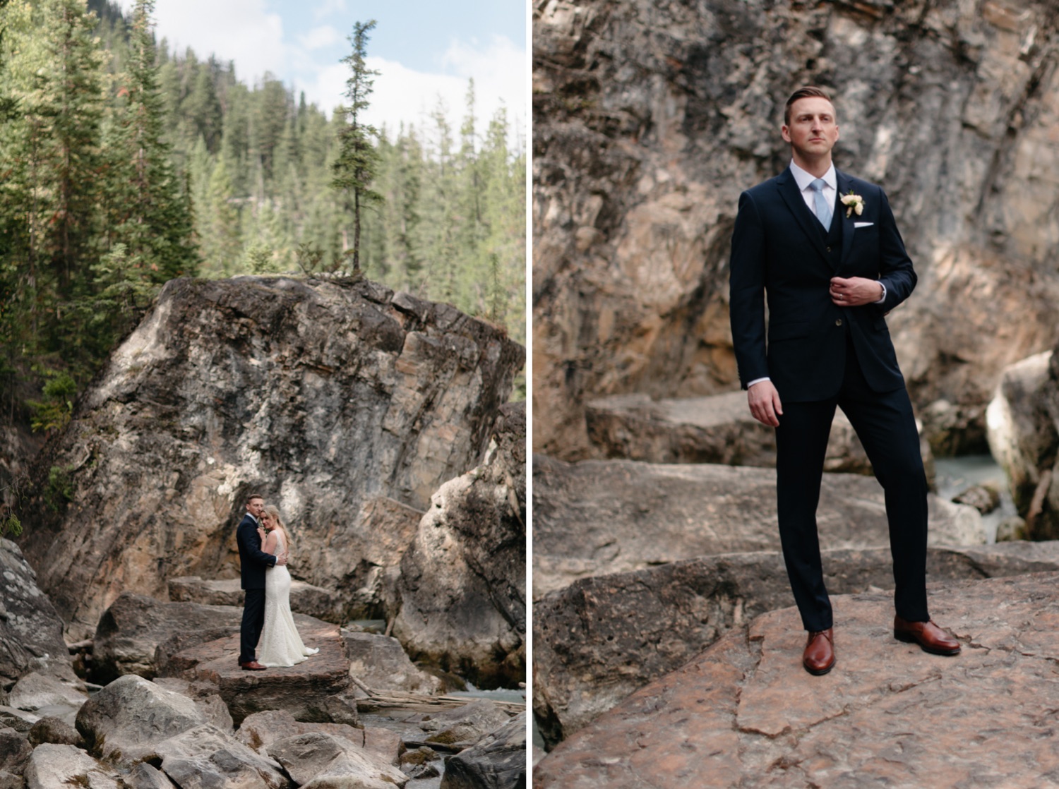 Stylish groom elopement inspiration in Yoho National Park