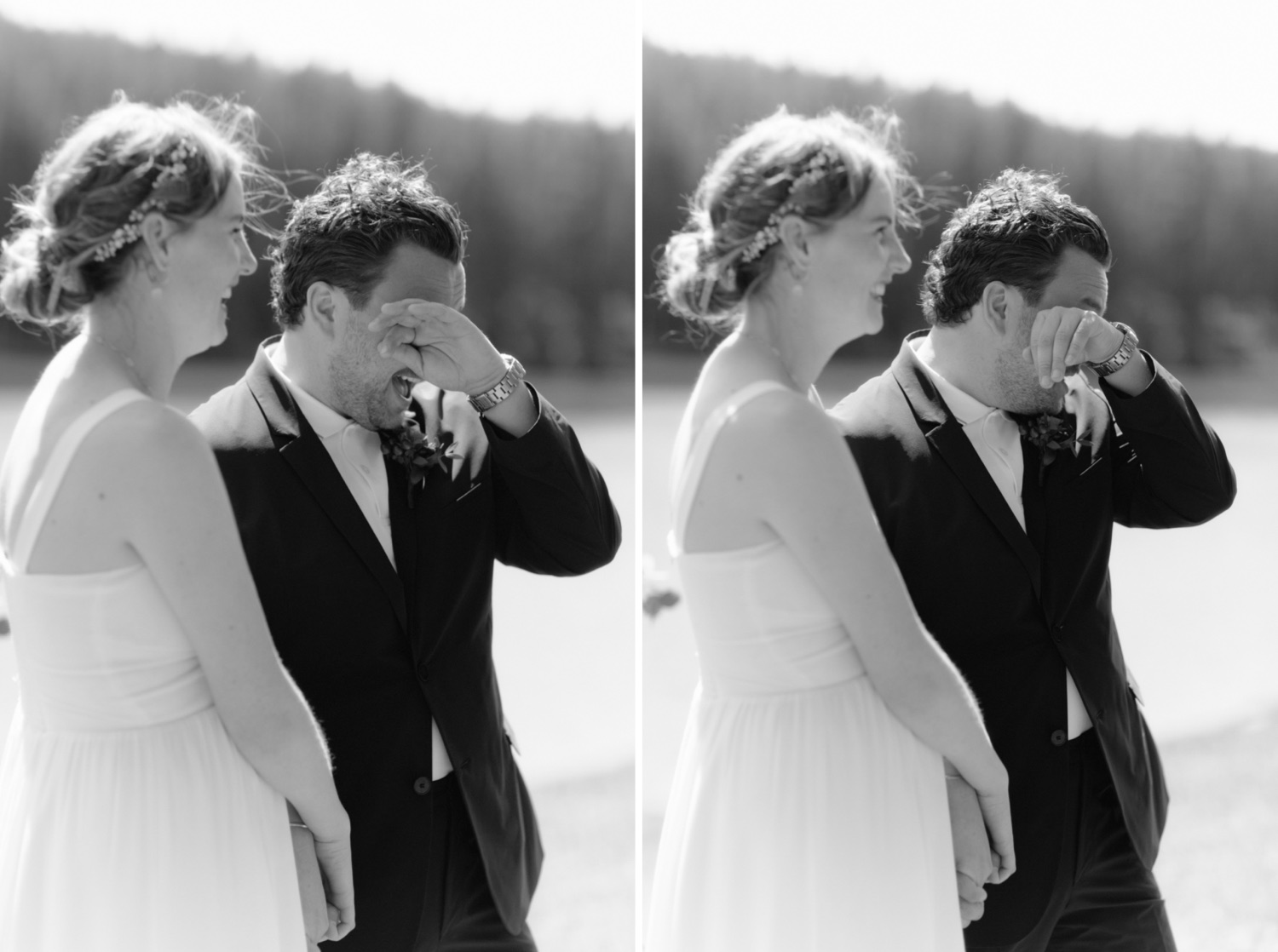 Groom crying as their guests read letters to them