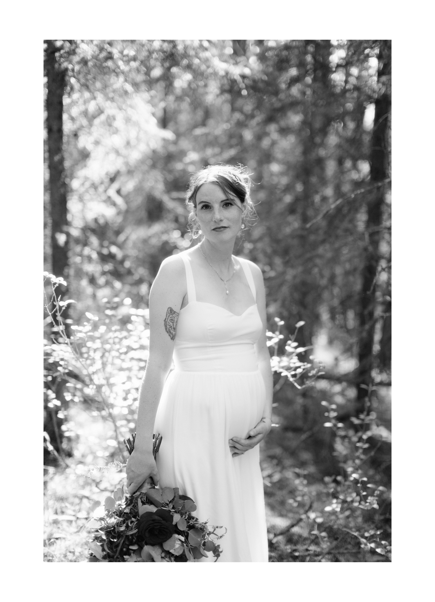 Maternity bridal portrait in a forest of Banff