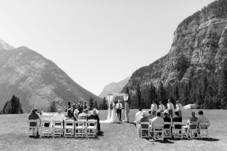 Alternative ceremony direction at Tunnel Mountain Reservoir wedding
