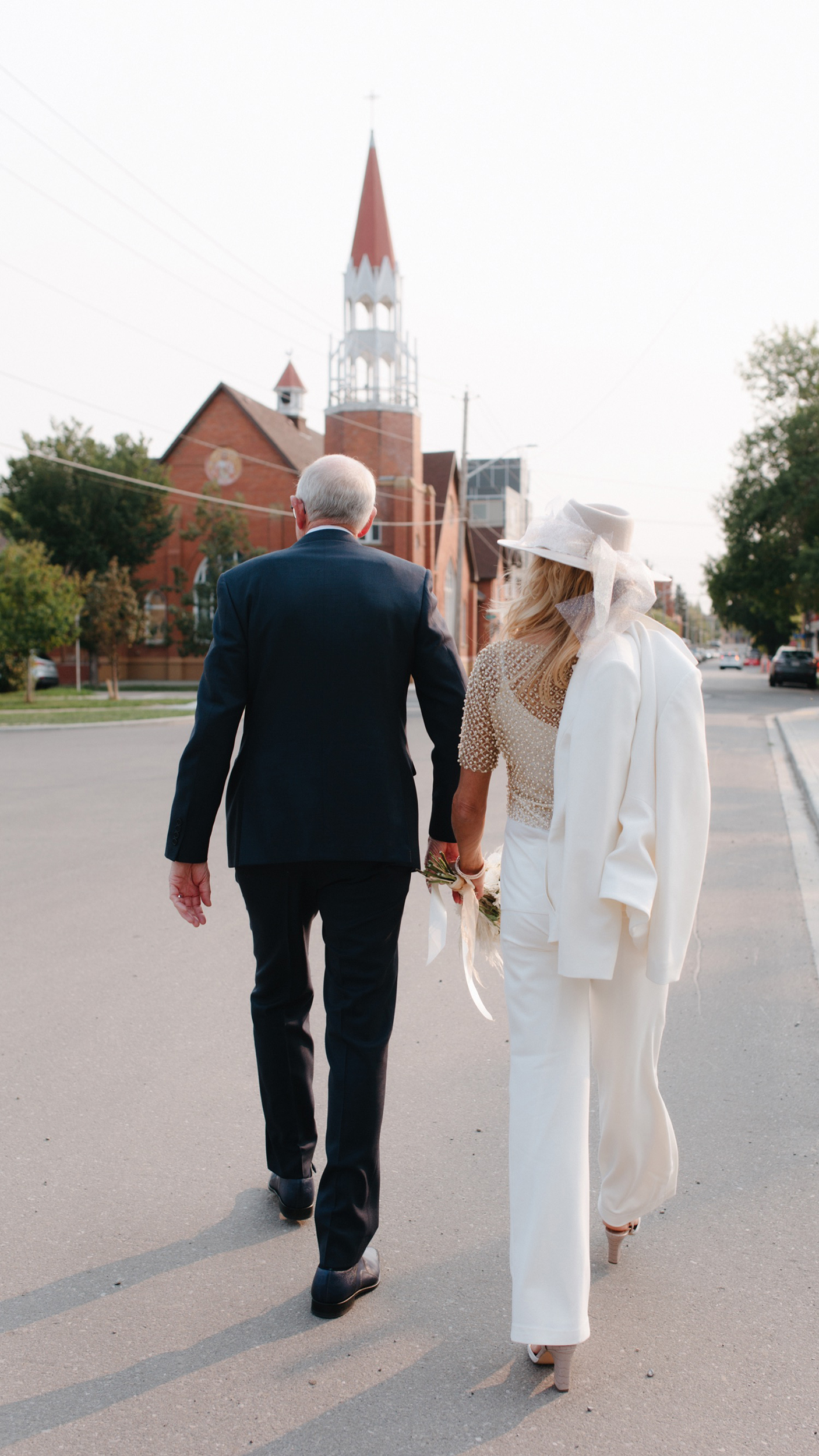 Stylish bridal style for mature couple at an Inglewood elopement