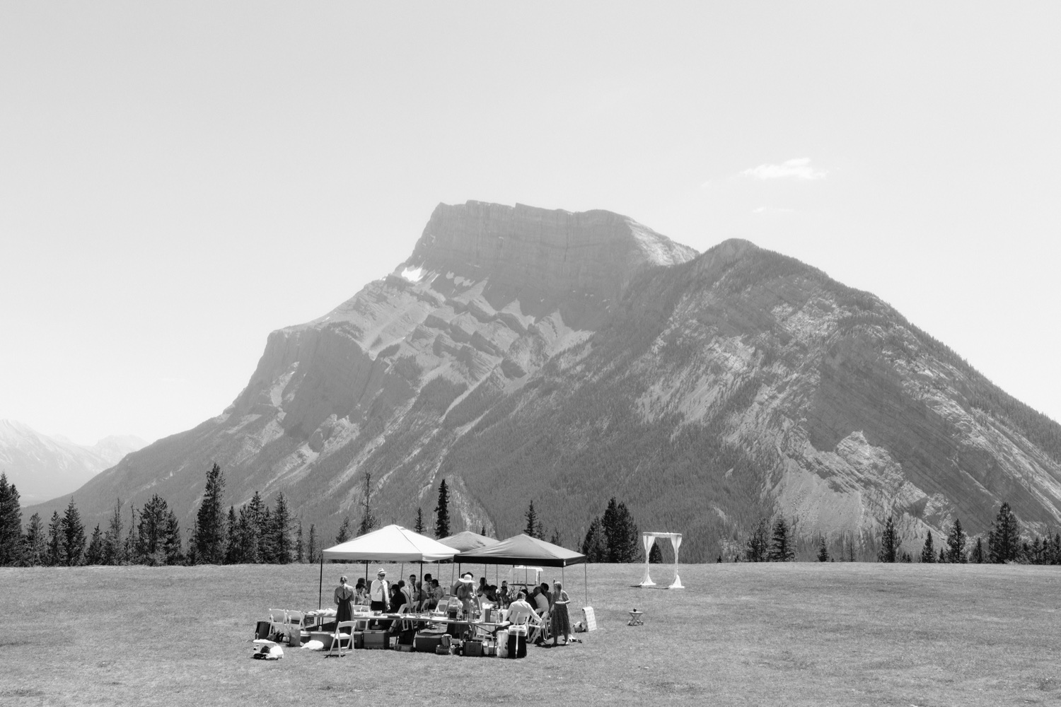 Tented reception on Tunnel Mountain Reservoir bookable through the Town of Banff